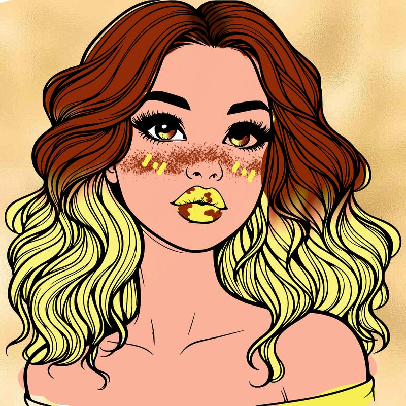 realistic girl with wavy hair and lips