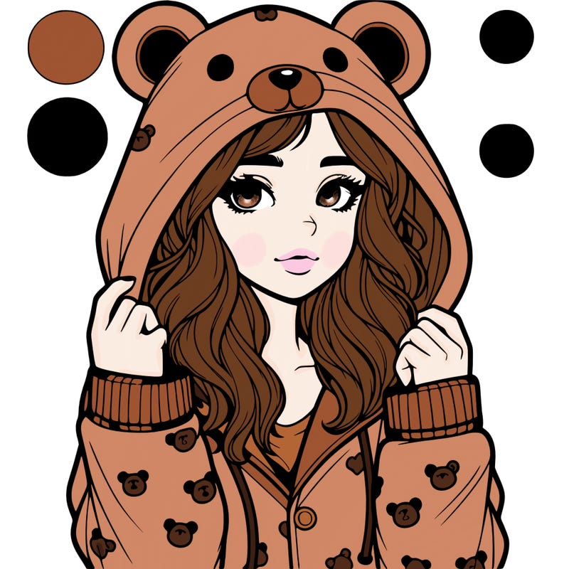 realistic girl in a animal pjs hoodie