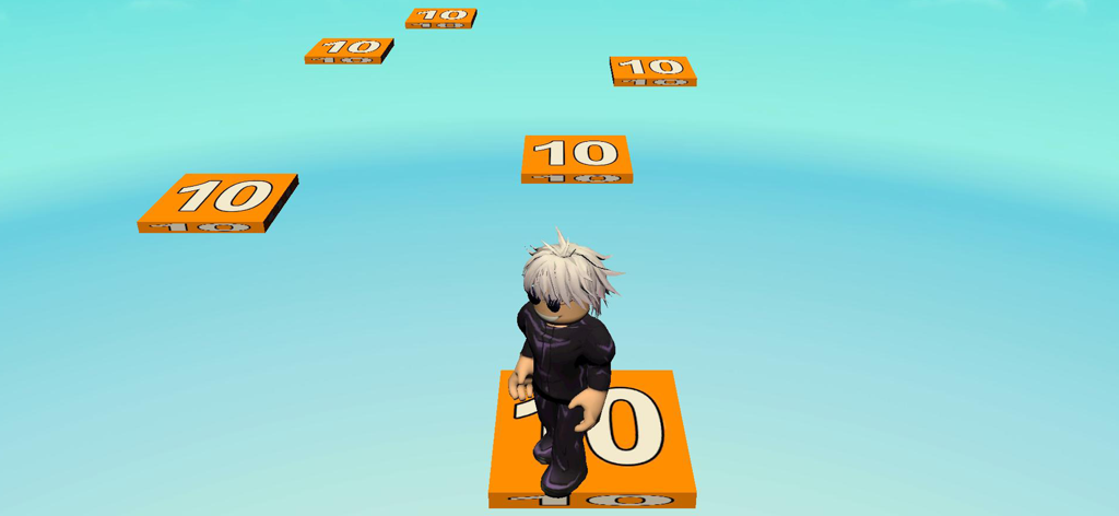 Obby Endless Math Run: 3D Game - Un personnage 3D se tenant sur une plateforme numérotée dans un parcours d'obstacles mathématique.