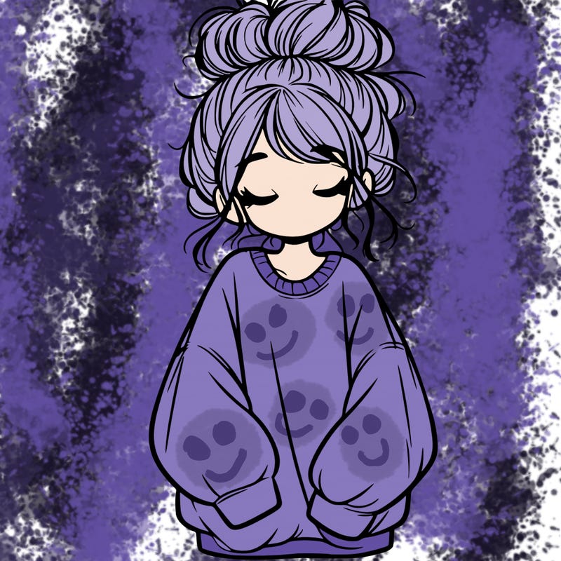 girl with baggy sweatshirt and messy bun