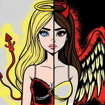 devil vs angel realistic girl