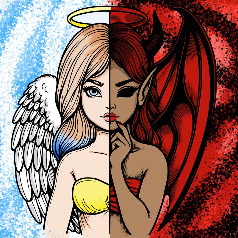 realistic angel half demon