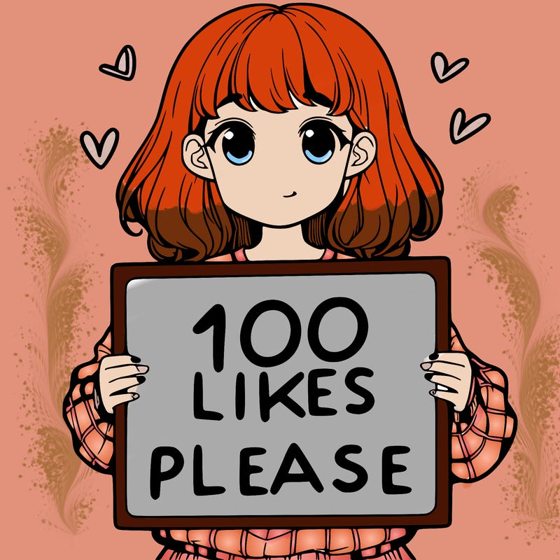 a girl holding a sign saying 100 likes please