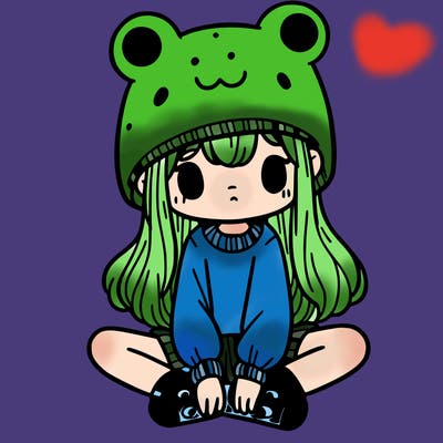 a girl wearing a frog hat and some frog socks