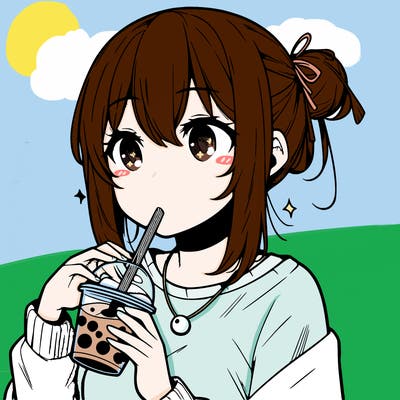 manga character drinking boba