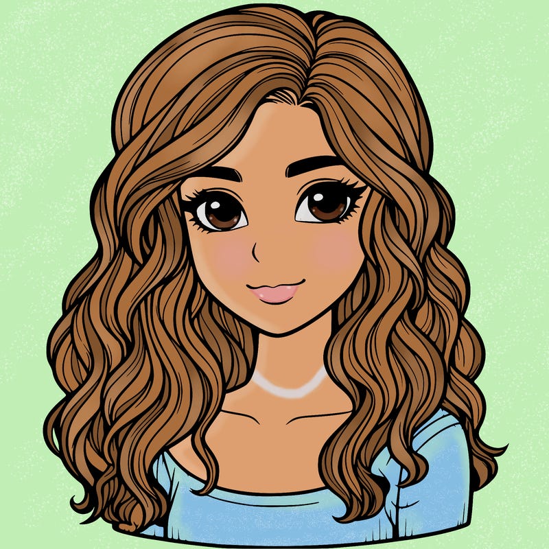 realistic girl with wavy hair