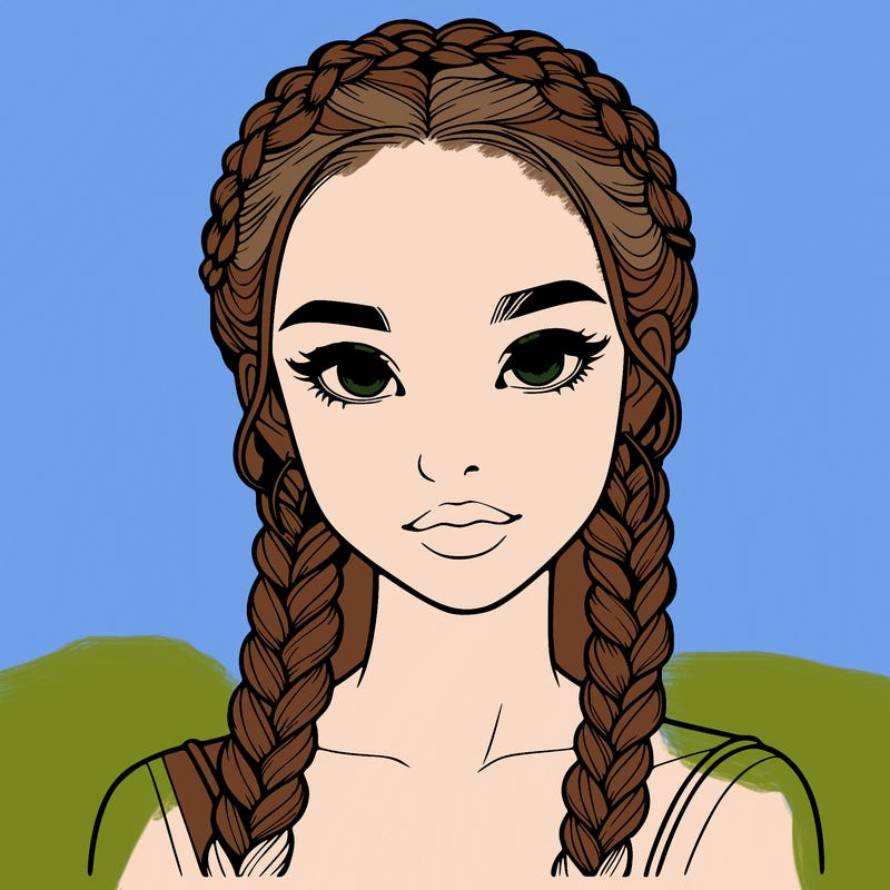 realistic girl with braids