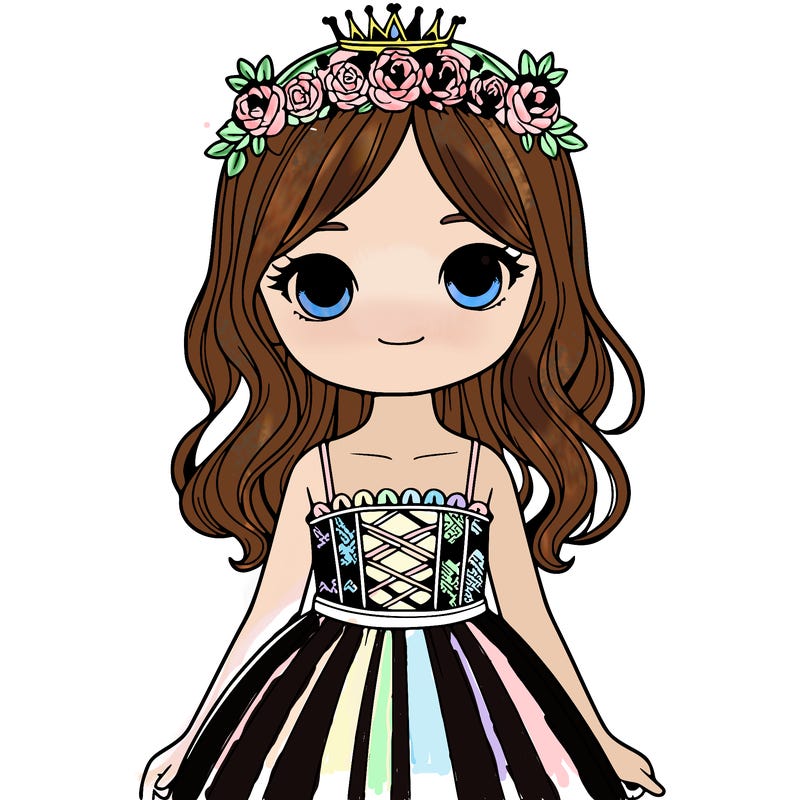 realistic girl with flower dress and crown