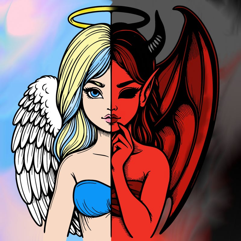 realistic angel half demon