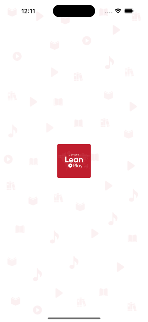2 Second Lean Play - Tela de apresentação do aplicativo 2 Second Lean Play com seu logotipo vermelho no centro de um fundo branco com padrão