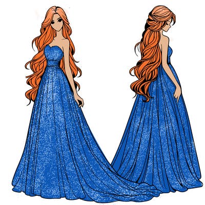 realistic woman with long flowing dress