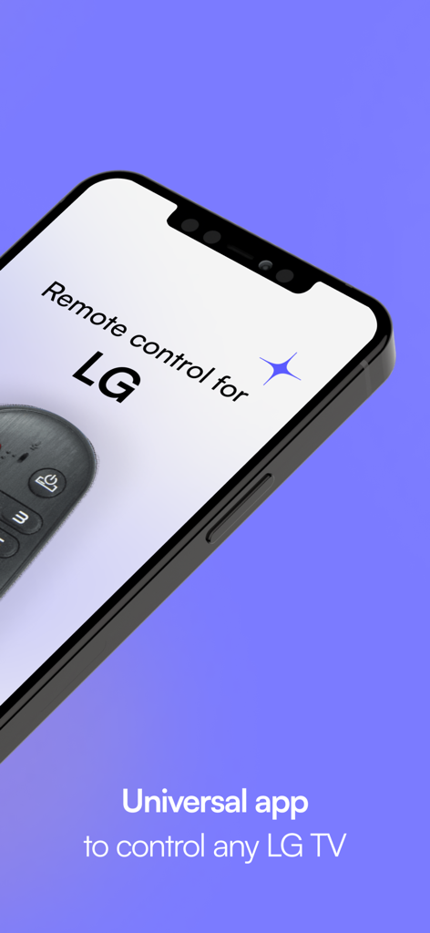 Pantalla de smartphone que muestra la aplicación de control remoto universal para LG TV