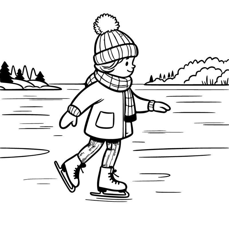 girl ice skating on a lone lake