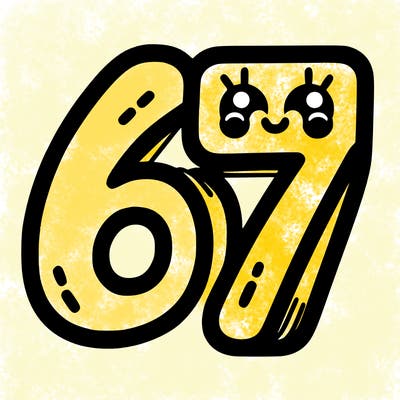 the numbers 67