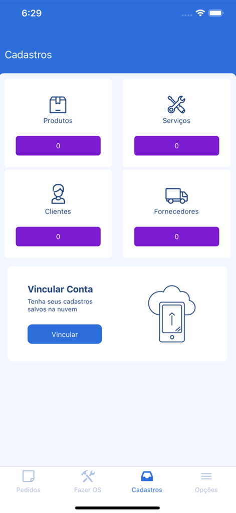 TagPlus app registrations screen for managing products services and clients