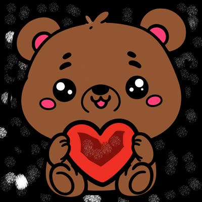 a cute bear holding a heart