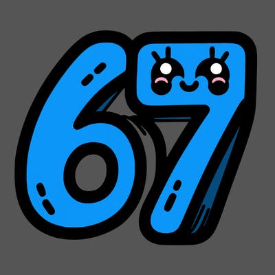 the numbers 67