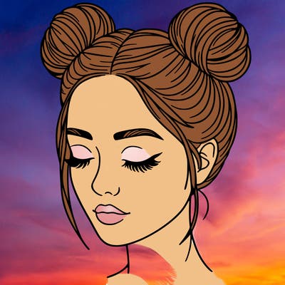 woman with hair buns