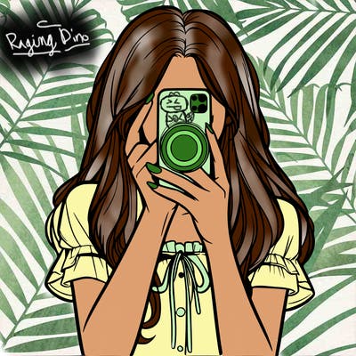 a realistic girl holding her phone taking pictures
