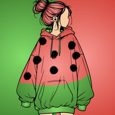 realistic girl with a oversized sweatshirt on and a bun