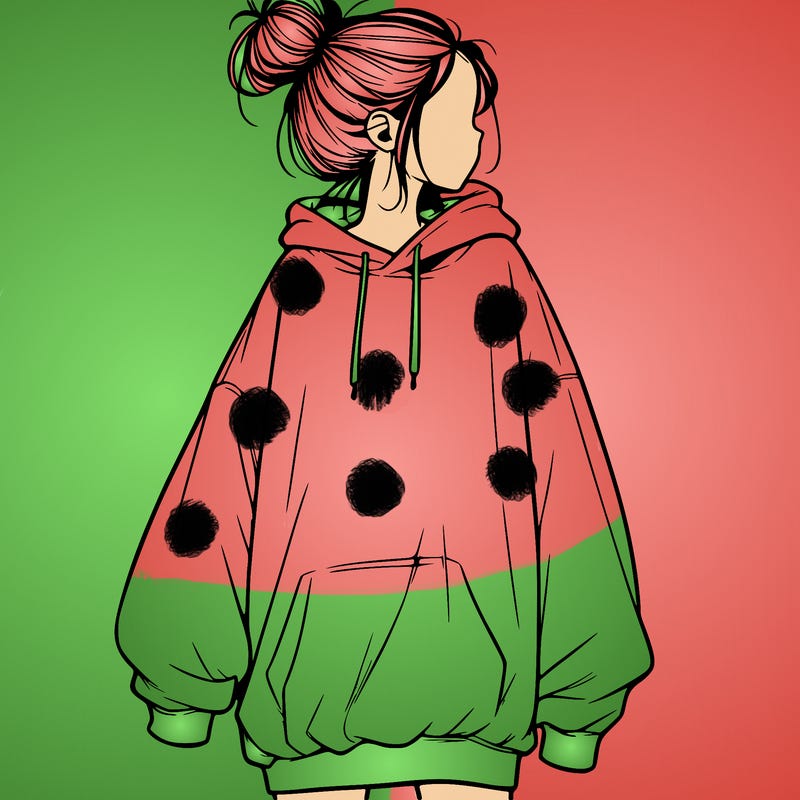 realistic girl with a oversized sweatshirt on and a bun