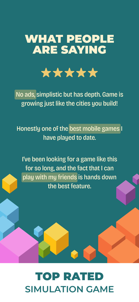 Pixel Plex: City Builder - Avis d'utilisateurs positifs et une note de cinq étoiles pour Pixel Plex City Builder