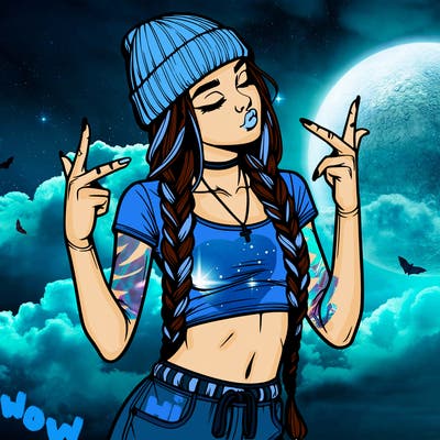 realistic teenage girl with braids and a beanie and crop top doing 🫶🏼