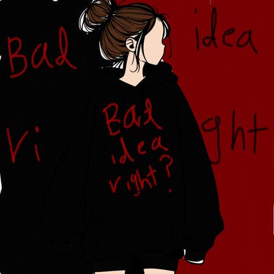 realistic girl with a oversized sweatshirt on and a bun