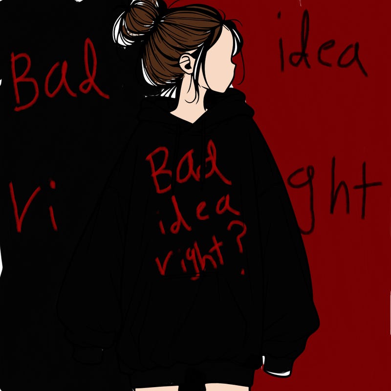realistic girl with a oversized sweatshirt on and a bun