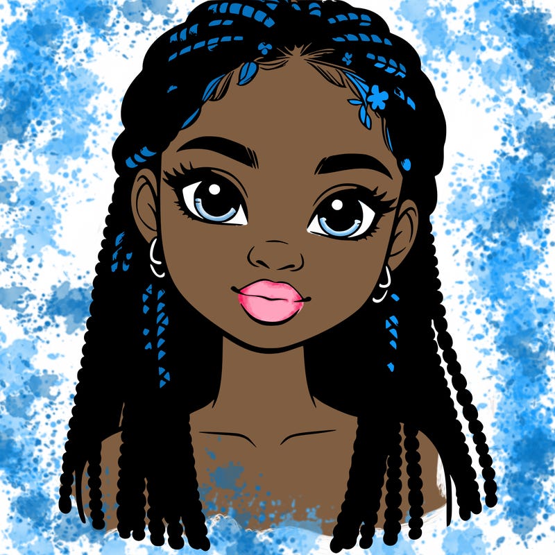 a realistic black girl with braids