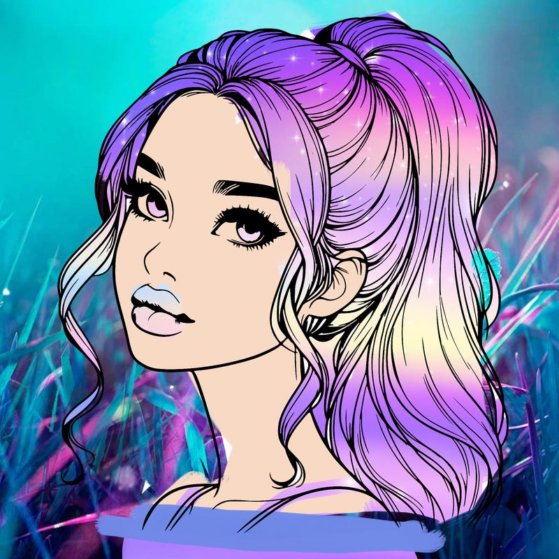 realistic girl with a ponytail on her hair and lips