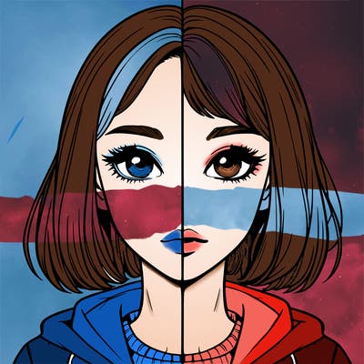 split realistic girl