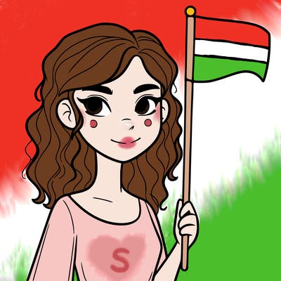 hot girl holding a flag