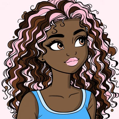 realistic girl with curly hair