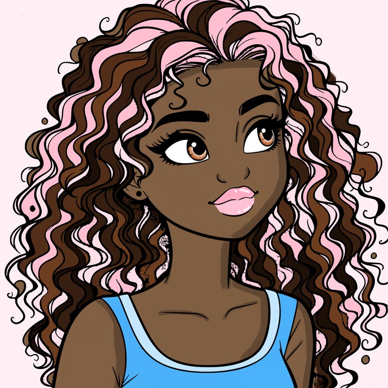 realistic girl with curly hair