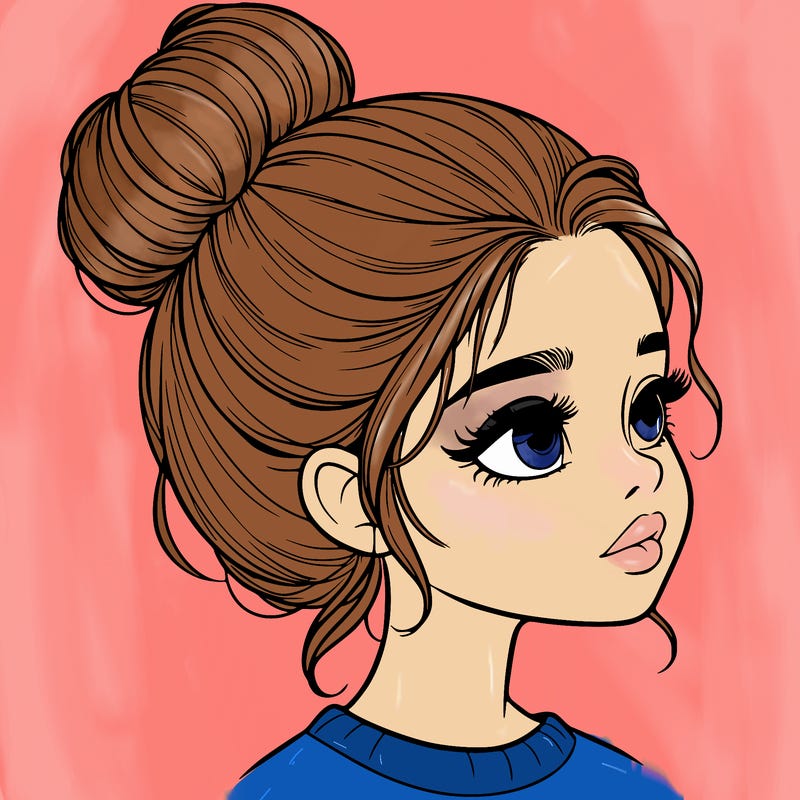 realistic girl with bun