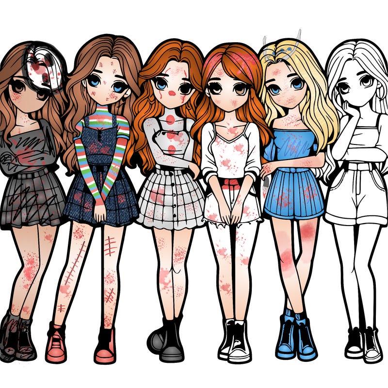 a group of girls realistic