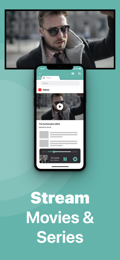 iPhone app mirroring a movie to a large LG TV screen