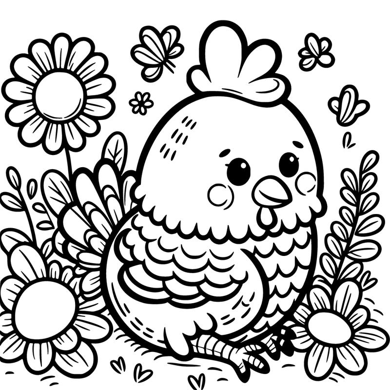 chicken with flowers