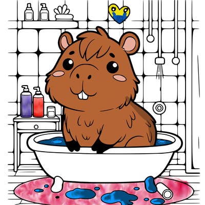 cute capybara in bathroom