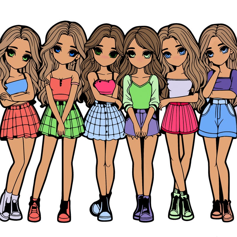a group of girls realistic