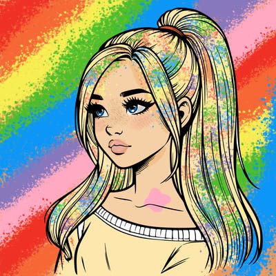 realistic girl with a high ponytail