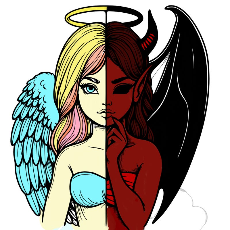 realistic angel half demon