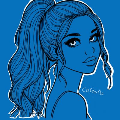 realistic pretty girl with high pony tail