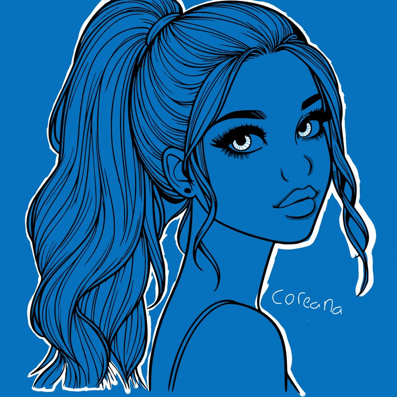 realistic pretty girl with high pony tail