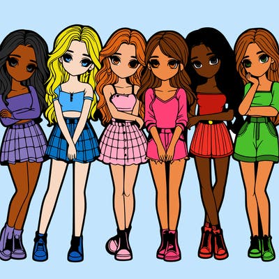 a group of girls realistic