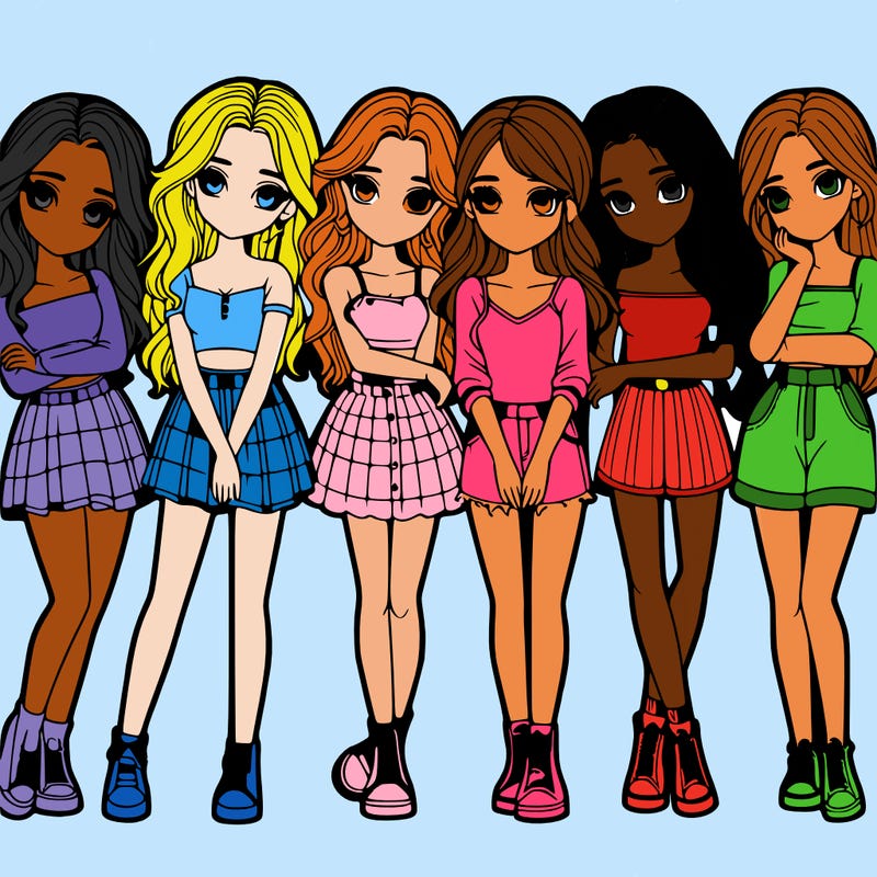 a group of girls realistic