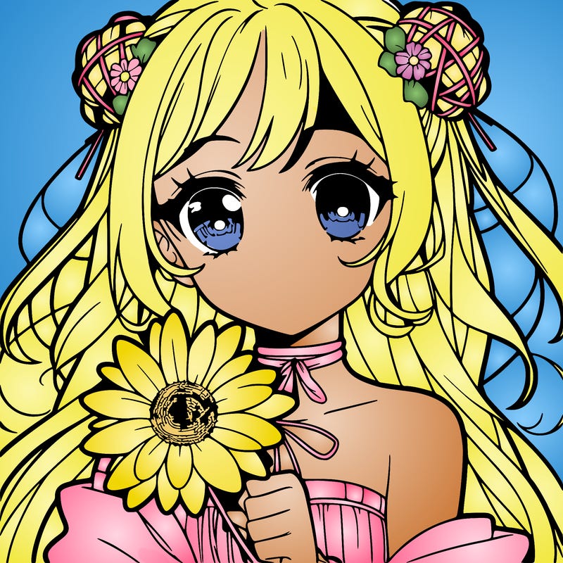 a girl with an anime flower