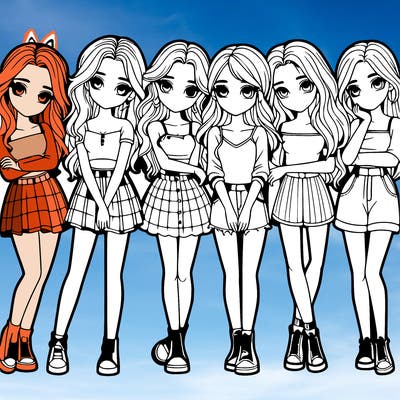 a group of girls realistic