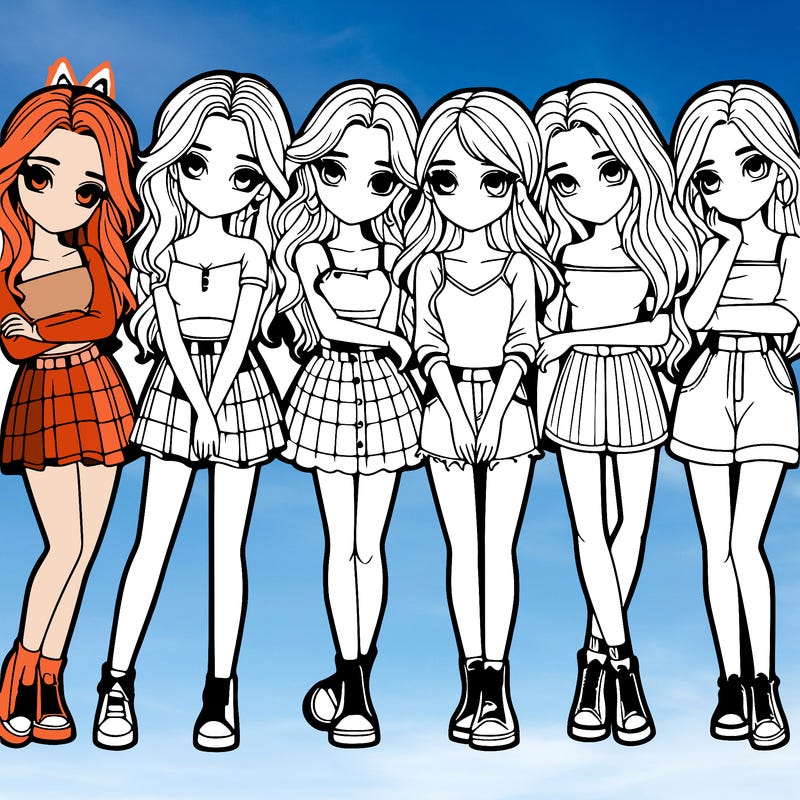 a group of girls realistic